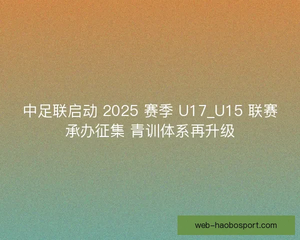 中足联启动 2025 赛季 U17_U15 联赛承办征集 青训体系再升级